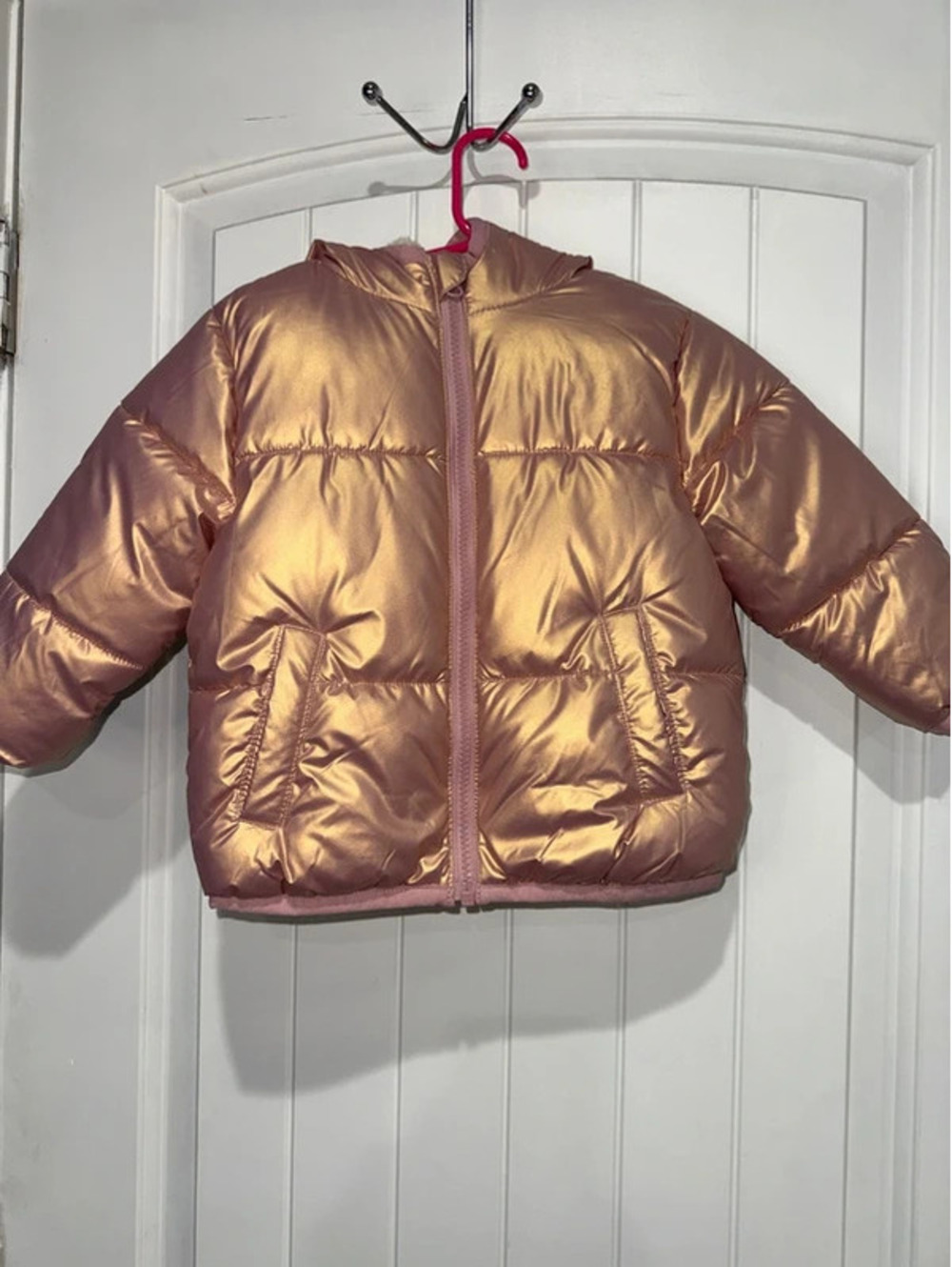 Pink Hooded Puffer Jacket 18M